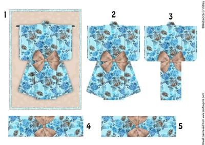 A6 Summer Floral Kimono Card in Coffee Decoupage