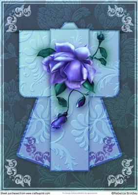 A4 Rose Delight Kimono Card in Blue