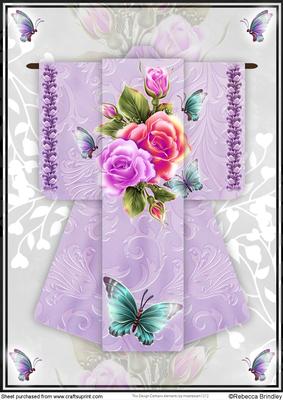 A4 Fantasy Rose Kimono Card in Purple