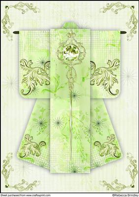 A4 Diamond Flourish Kimono Card in Green