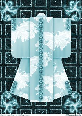 A4 Sparkling Night Kimono Card in Blue
