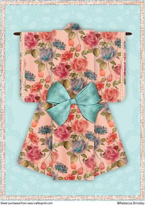 A4 Summer Floral Kimono Card in Turquoise