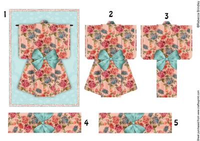 A6 Summer Floral Kimono Card in Turquoise Decoupage