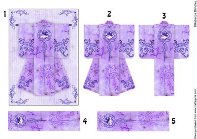 A6 Diamond Flourish Kimono Card in Purple Decoupage