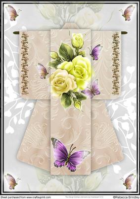 A4 Fantasy Rose Kimono Card in Cream