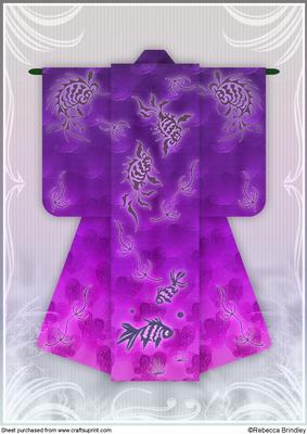 A4 Sealife Kimono Card in Purple