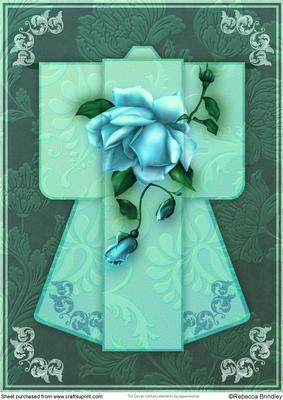 A4 Rose Delight Kimono Card in Green
