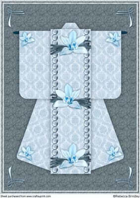 A4 Opulent Orchid Kimono Card in Blue