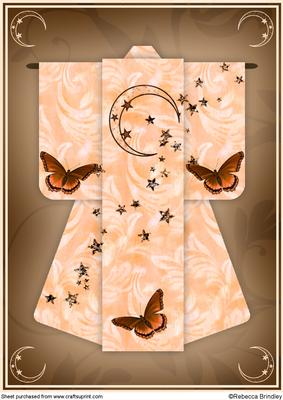 A4 Butterfly Moon Kimono Card in Orange