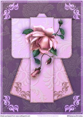 A4 Rose Delight Kimono Card in Purple