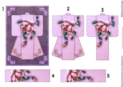 A6 Rose Delight Kimono Card in Purple Decoupage