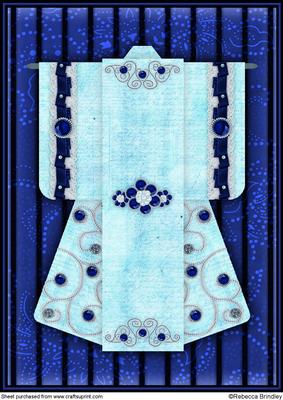 A4 Pearl Passion Kimono Card in Blue
