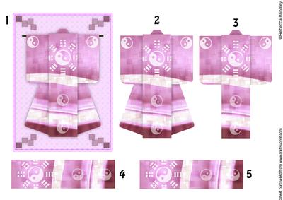 A6 Yingyang Dreams Kimono Card in Pink Decoupage