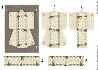 A6 Opulent Orchid Kimono Card in Peach Decoupage