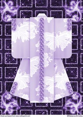 A4 Sparkling Night Kimono Card in Purple