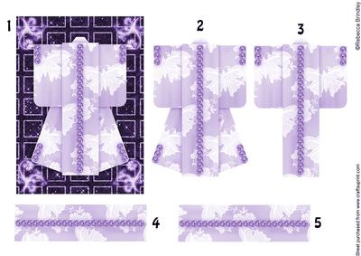 A6 Sparkling Night Kimono Card in Purple Decoupage
