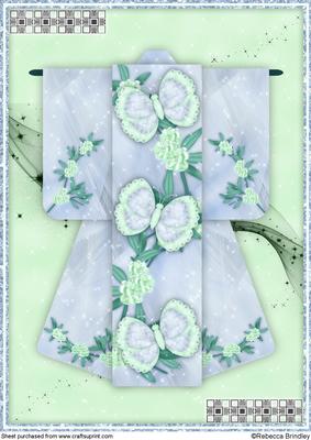 A4 Flutterby Fantasy Kimono Card in Green