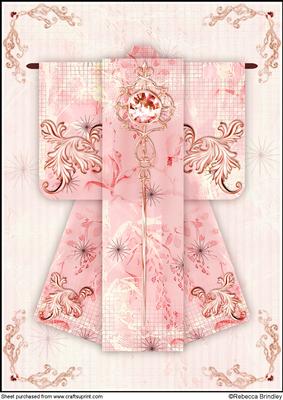 A4 Diamond Flourish Kimono Card in Pink
