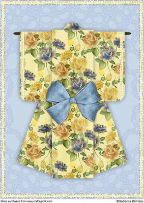 A4 Summer Floral Kimono Card in Blue