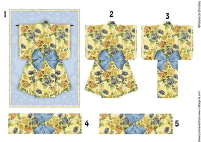 A6 Summer Floral Kimono Card in Blue Decoupage