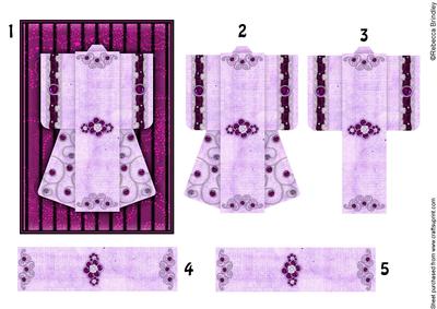 A6 Pearl Passion Kimono Card in Pink Decoupage