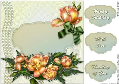 Sweet Amber Roses 8x8 Card Front