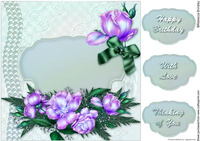 Sweet Amethyst Roses 8x8 Card Front