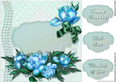 Sweet Sapphire Roses 8x8 Card Front