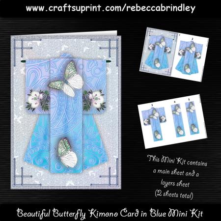 Beautiful Butterfly Kimono Card in Blue Mini Kit