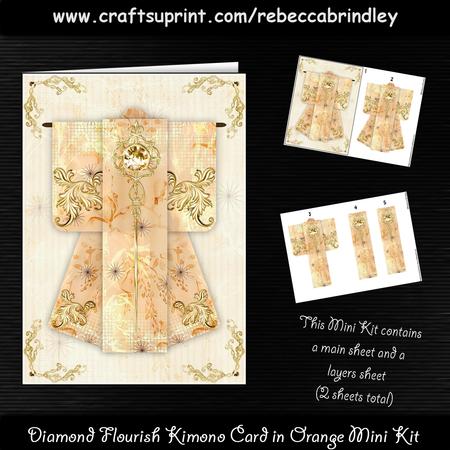 Diamond Flourish Kimono Card in Orange Mini Kit