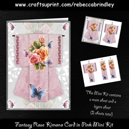 Fantasy Rose Kimono Card in Pink Mini Kit