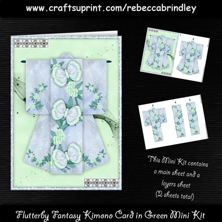 Flutterby Fantasy Kimono Card in Green Mini Kit