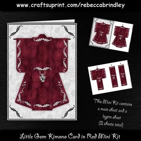 Little Gem Kimono Card in Red Mini Kit