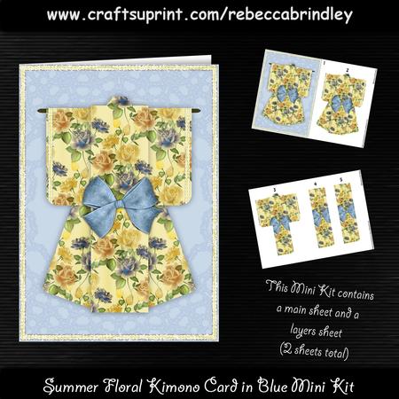 Summer Floral Kimono Card in Blue Mini Kit