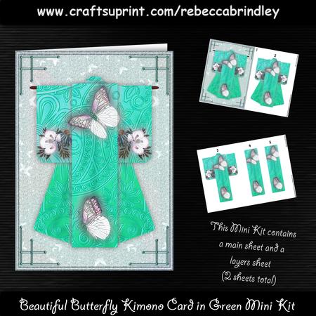 Beautiful Butterfly Kimono Card in Green Mini Kit