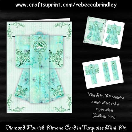 Diamond Flourish Kimono Card in Turquoise Mini Kit