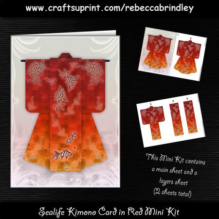 Sealife Kimono Card in Red Mini Kit