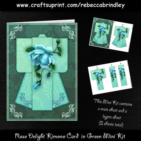 Rose Delight Kimono Card in Green Mini Kit