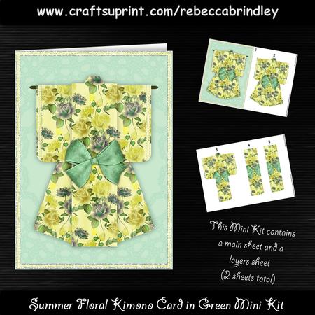 Summer Floral Kimono Card in Green Mini Kit