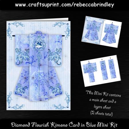 Diamond Flourish Kimono Card in Blue Mini Kit