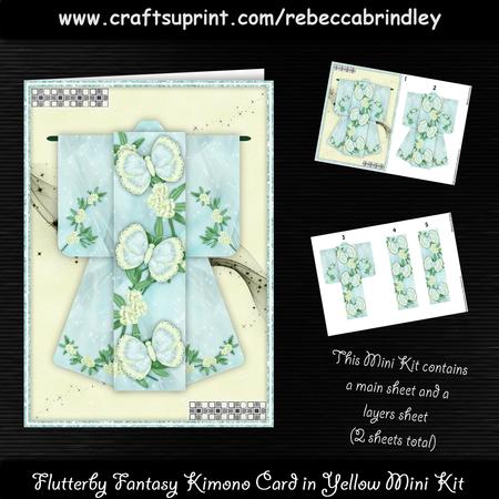 Flutterby Fantasy Kimono Card in Yellow Mini Kit