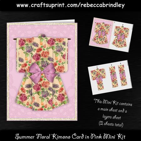 Summer Floral Kimono Card in Pink Mini Kit