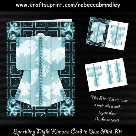 Sparkling Night Kimono Card in Blue Mini Kit