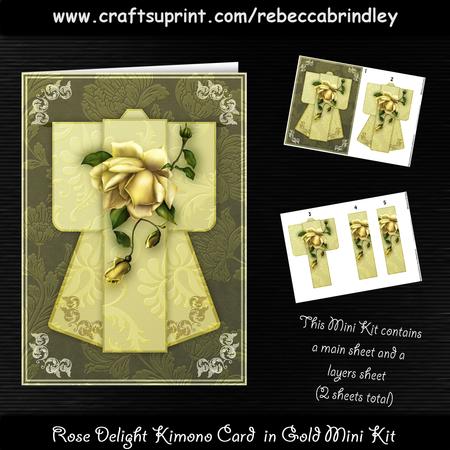 Rose Delight Kimono Card in Gold Mini Kit