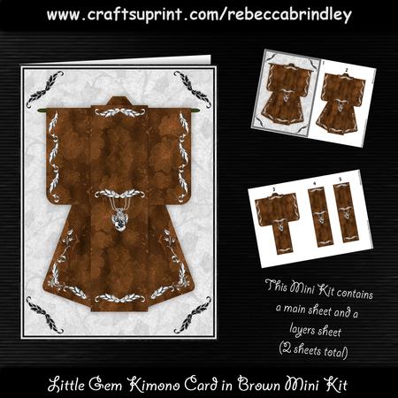 Little Gem Kimono Card in Brown Mini Kit
