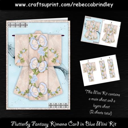 Flutterby Fantasy Kimono Card in Blue Mini Kit
