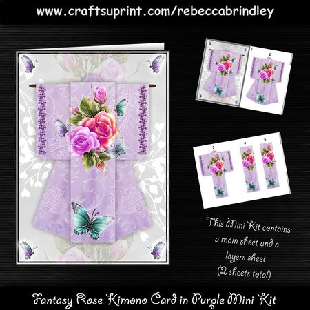 Fantasy Rose Kimono Card in Purple Mini Kit
