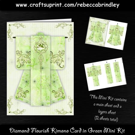 Diamond Flourish Kimono Card in Green Mini Kit