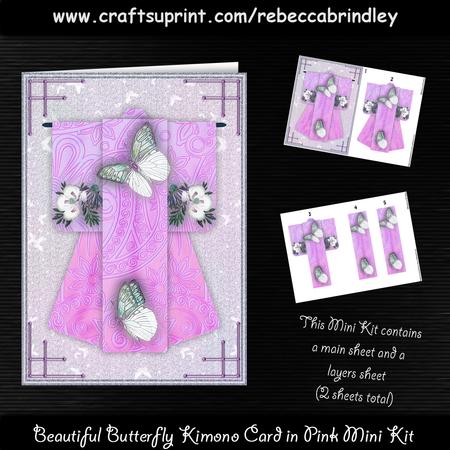Beautiful Butterfly Kimono Card in Pink Mini Kit