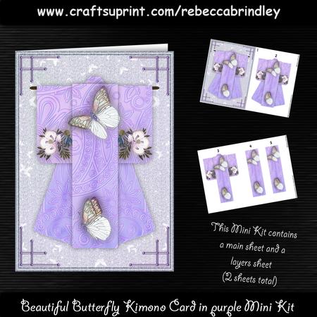 Beautiful Butterfly Kimono Card in Purple Mini Kit